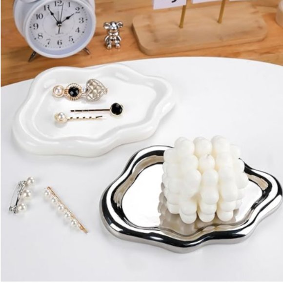 Ceramic Gold Jewelry Dish - Bathroom Accessory Trinket Tray - Gold Decor Tray - Picture 7 of 7